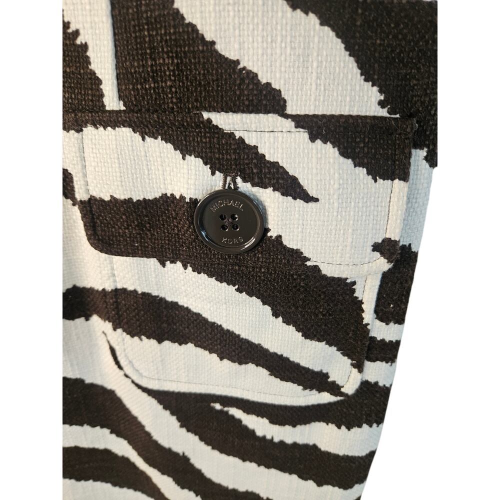 Michael Kors Brown Cream Animal Print Halter Body Con Dress Sz 4 Zebra Pockets - Picture 8 of 11